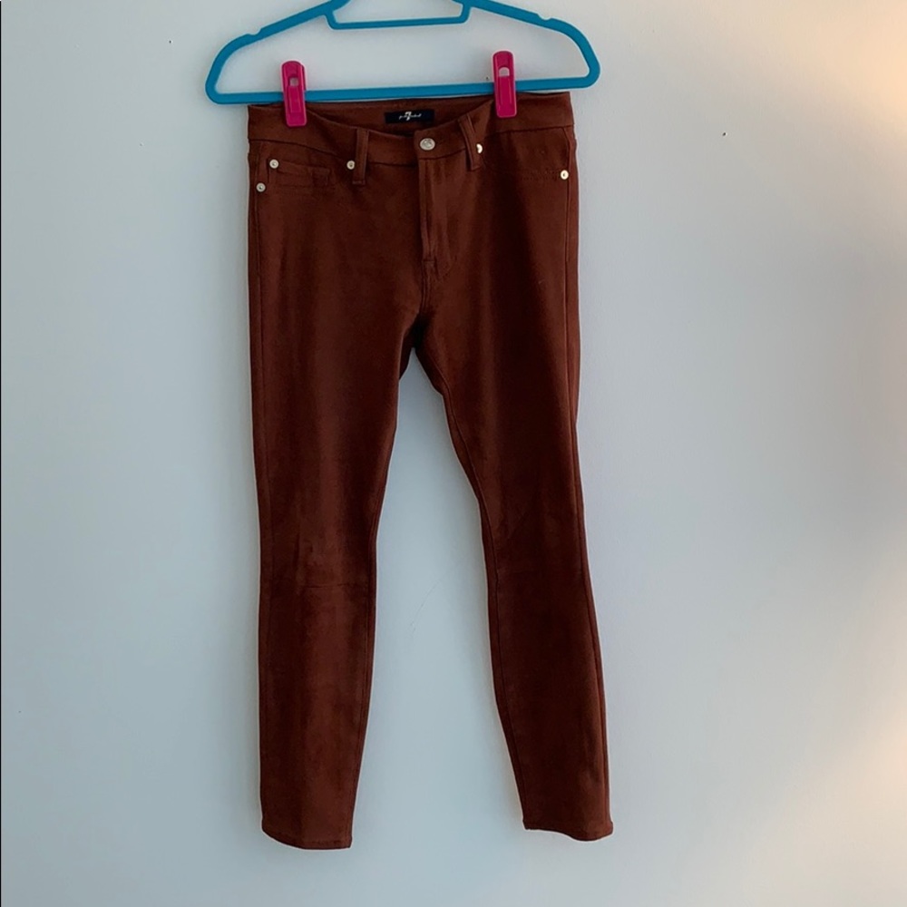 7 For All Mankind faux suede crop skinny pants.